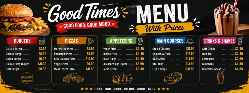 Good Times Menu With Prices